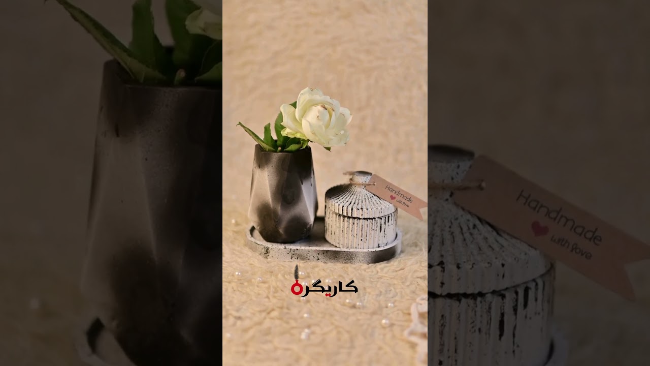 Modern Abstract black and white vase and jewelry box (Set of 3) without flowers 