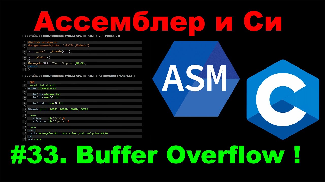 Assembler and C for Hacker #33. Buffer Overflow