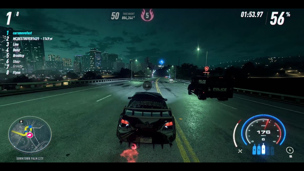 NFS Heat | Terrifying Rhino cop speeding at 175mph!! Lol!!