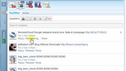 Yoono 7 Basics - One click Retweet