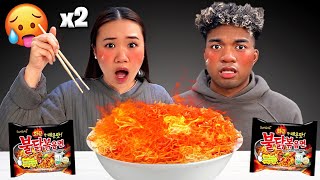 Spicy Noodle Challenge + How Started Dating Q&A!! (MUKBANG)