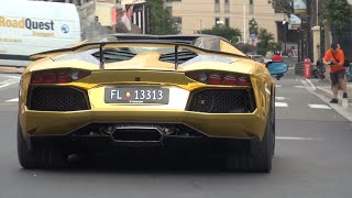 GOLD Lamborghini Aventador on the road! + Sounds!