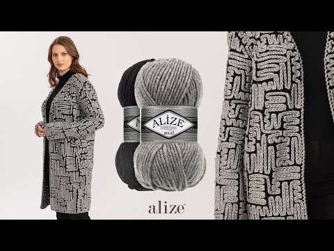 Alize Superlana Maxi ile Zincir İşi Hırka • Chain Stitch Cardigan • Кардиган с воздушными петлями