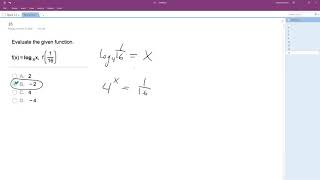 Evaluate f(x) = log4 x, f(1/16)
