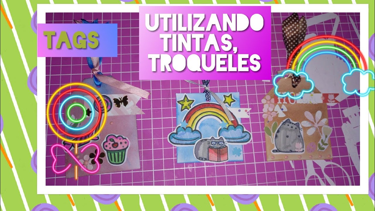 TAGS 🔖 CON TINTAS DISTRESS, TROQUELES, DIE-CUT ... ETC playmobil figures