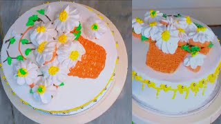 Whipping Cream Flower Cake|Easy Cake Decorating Ideas amiazrakakichen cakerecipe