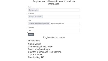 Registration form with user location info - Download free