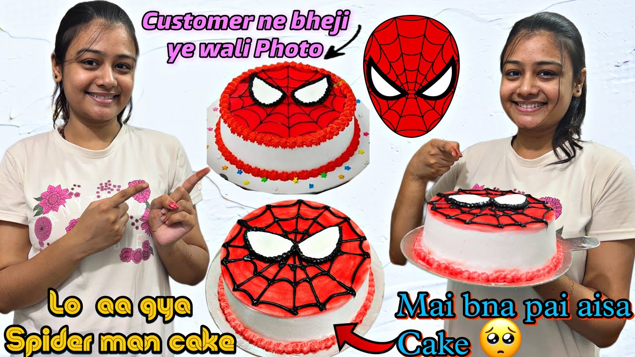 Spider man cake ka mera first order🙂customer ne kha pls same bnana
