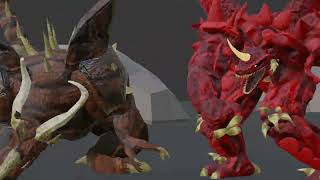 [BLENDER/KAIJU] - Destroyah vs Bagan Test Fight-