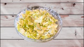 Салат с капустой и зелёным горошком /Կաղամբով և կանաչ գարուխով համեղ աղցան