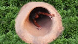 2 Men Build Hidden Temple Undergrounds With Tunnel Swimming  Water Slide