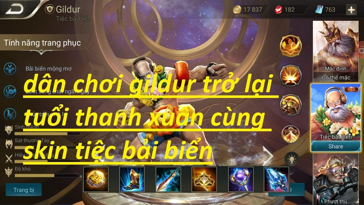 test skin gildur tiệc bãi biển [ hiệu ứng kỹ năng biến đổi ] - [ liên ...