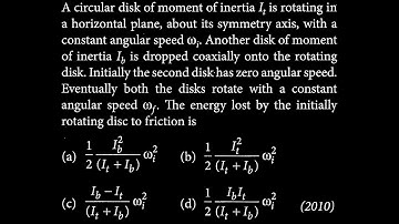 A circular disk of moment of inertia I_{t} is rotating in a horizontal plane, about RT DTS 08 Q8