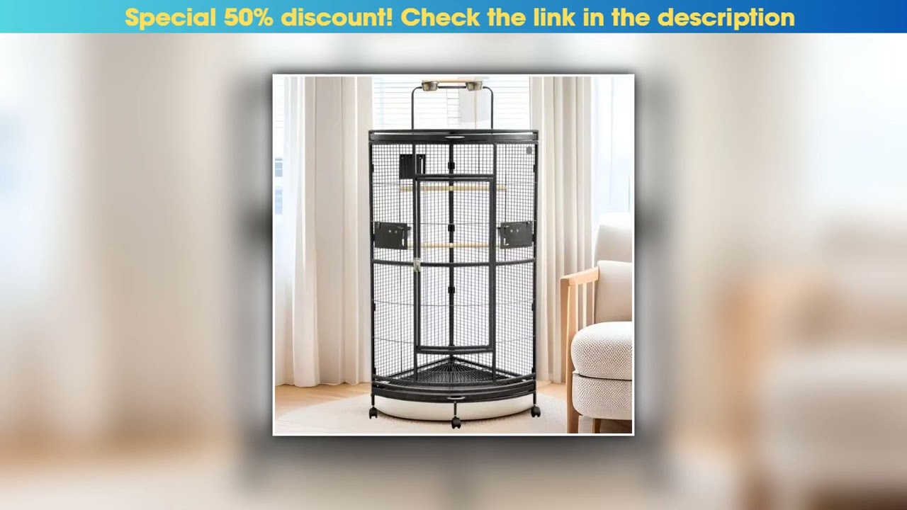 Top Contemporary Luxury Large Wrought Iron Bird Cage Metal Steel Corner Parrot Canary Aviary Pet Ho