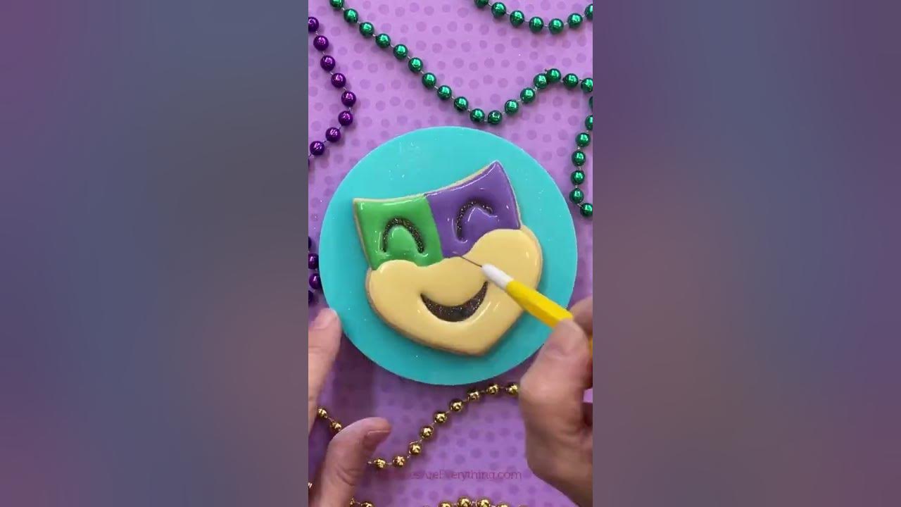 How to Decorate Mardi Gras Mask Cookies Quick Version YouTube