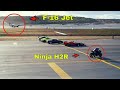 The Ultimate Race Ninja H2R Vs Jet planes & Super Cars