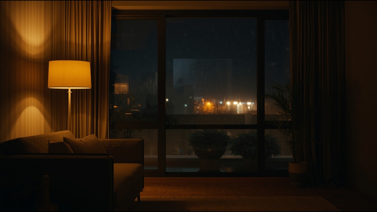 8 Hours of Rain & Soft Lamplight 🌧️💡 | Calm Cozy Night for Sleep and Focus