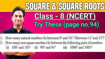 Try These (Q.1 & 2) pg.no.94 Ch 6 NCERT Class 8 Maths |How many natural numbers lie between 9^2 and