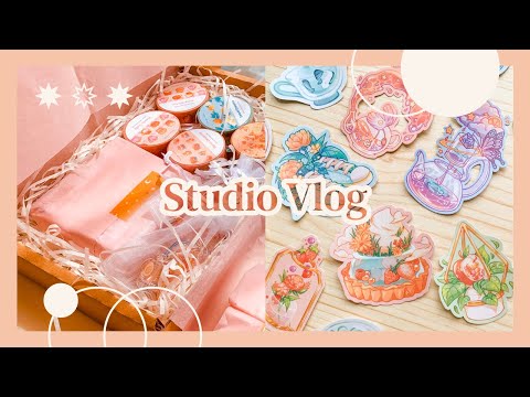 Prepping new stickers, washi tapes, charms & packing shop orders! // Vlog 04 💛