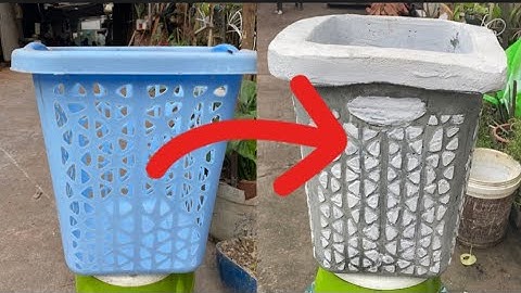 Làm chậu hoa bằng xi măng từ rổ nhựa - video 2