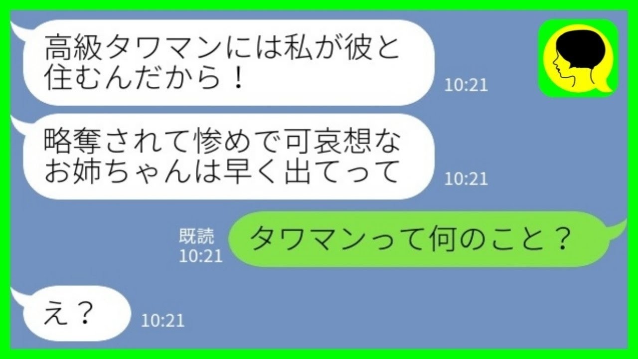 【LINE】夫と離婚した途端に略奪婚した妹「高級タワマンには彼と住むから捨てられた惨めな女はさっさと出てけ！」私「タワマンて何のこと？」→勝ち誇る勘違い妹に全て説明してあげたら…