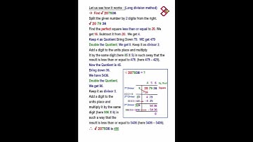 Trick 352   How to find square root of a 5 or 6 digit perfect square number Long Division Method