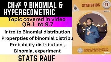 q9.1 to 9.7 ch9 binomial and hypergeometric distribution ics stat part1 ptb lahore pak/statsrauf