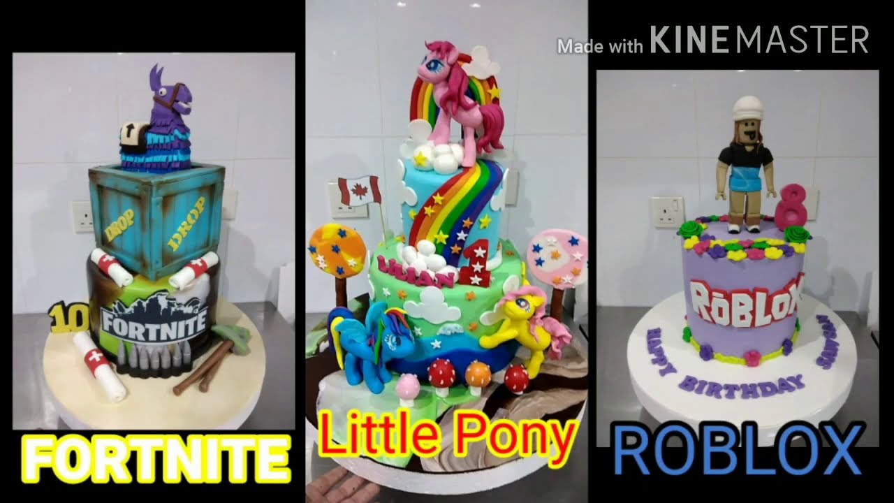 Fortnite Little Pony Roblox 3 In 1 3d Birthday Cake Youtube - roblox and fortnite cake