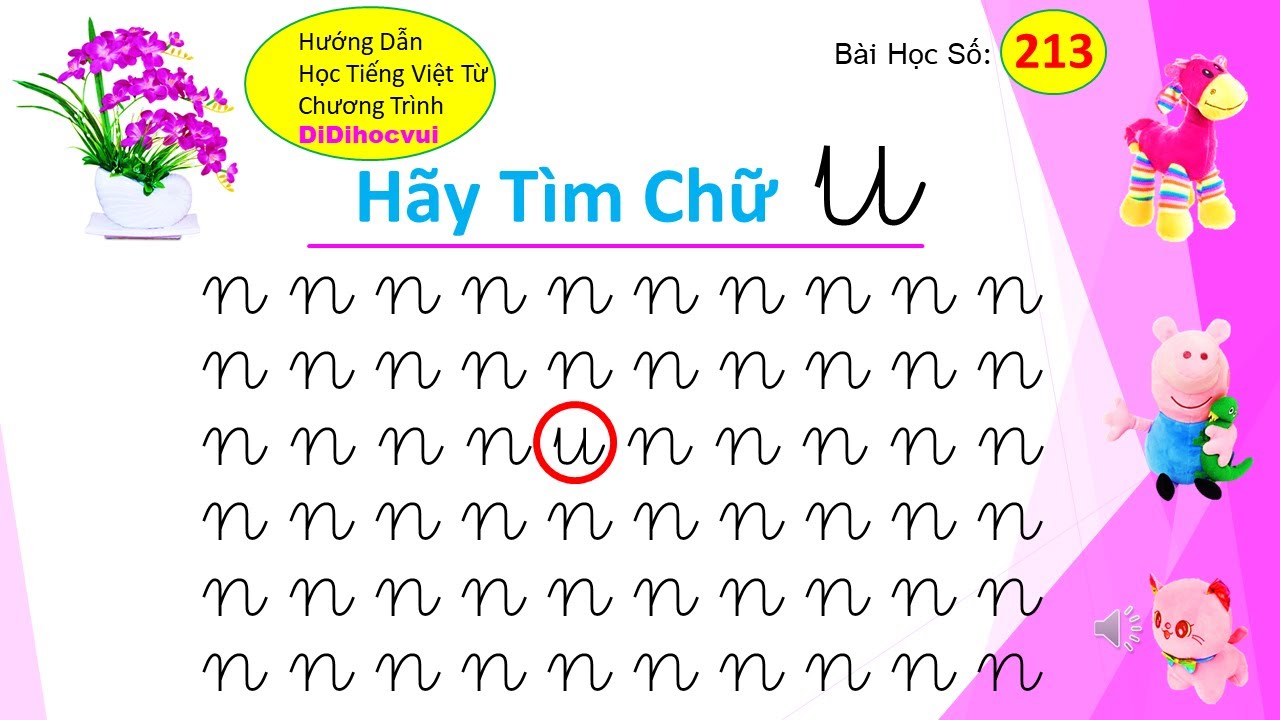 Hãy Tìm Chữ u – Tìm Chữ viết thường u, ư, v, x, y - Dạy bé học bảng chữ ...