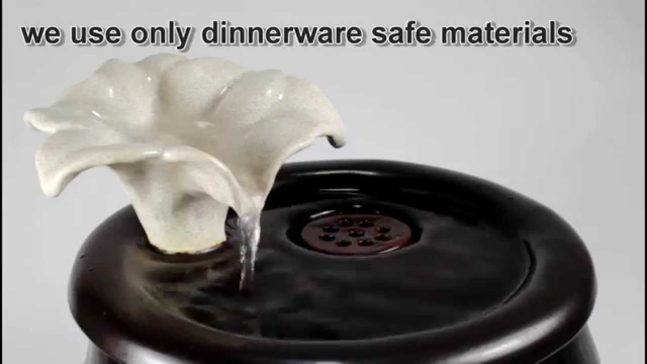 Pet Fountain PF14-034, a handmade stoneware drinking fountain with flower spout