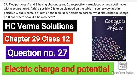 Two particles A and B having charges q and 2q respectively are placed on a smooth table with a sepa