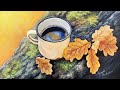 Autumn Leaves Coffee Cup Acrylic Painting LIVE Tutorial