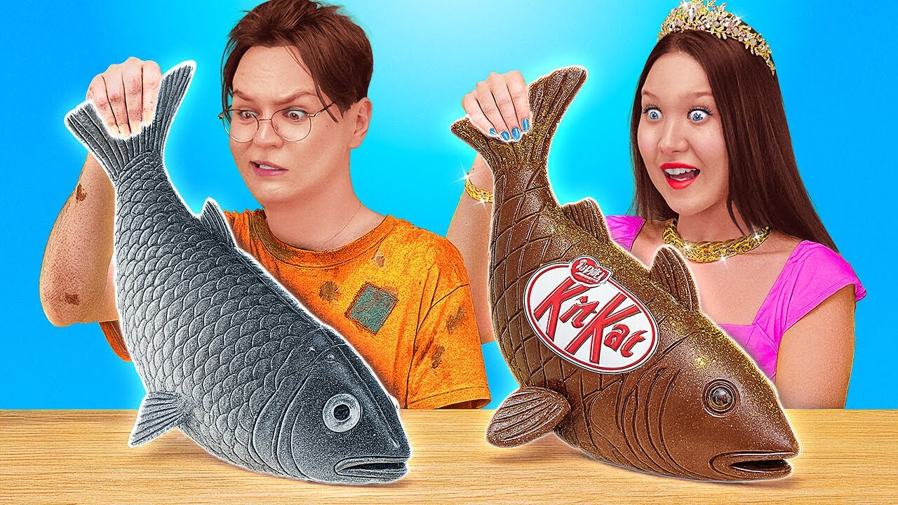 Real Food VS Chocolate Food Challenge! 🍫😲 Sweet Surprises by 123 GO! FOOD