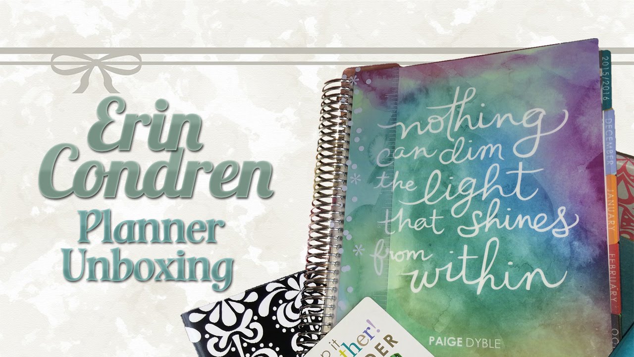 Erin Condren 2015-2016 Life Planner Unboxing (Watercolor Shine) ♡ - YouTube