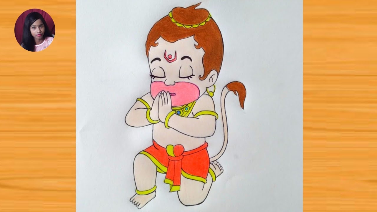 How to draw cute bal Hanuman | Bal hanuman drawing | Hanuman ...