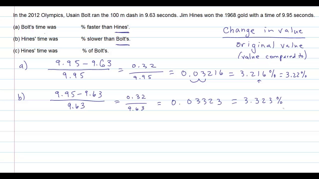 Comparing two values as a percent