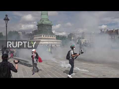 France: Clashes erupt at union protest on Bastille Day in Paris