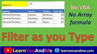 Filter Data as you Type in Excel | Dynamic filter in Excel | Excel auto filter table