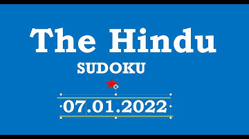 The Hindu  Sudoku Jan 07, 2022 - 1 Star - Step By Step Solution