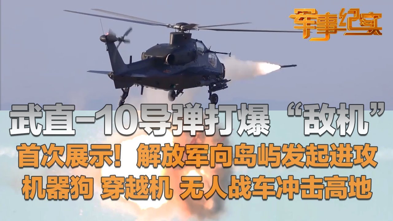【全网首发】直击武直-10打爆“敌机”!一发导弹瞬间杀向目标!解放军怎么打岛屿战?大批武装直升机满挂突防!火炮轰平敌方阵地!机器狗 无人战车 ...