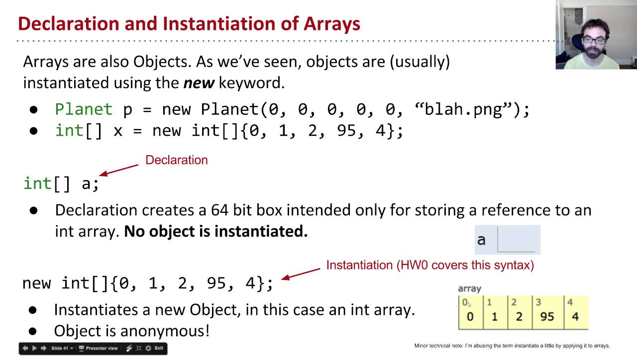 Lists1 Video 6 Instantiating Arrays Youtube