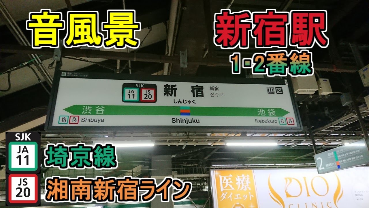 【音風景】新宿駅1・2番線＜埼京線・湘南新宿ライン[南行]＞(2023.10.8)【駅環境音】