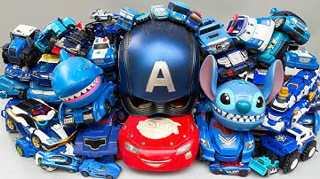 Blue Color Transformers Carbot Tobot Truck Bus, Police Car Rescue, Vehicle Transformation Robot Toys