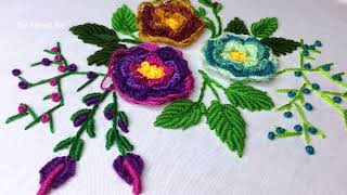 3D Brazilian Embroidery | Step by Step Tutorial | Flower Embroidery