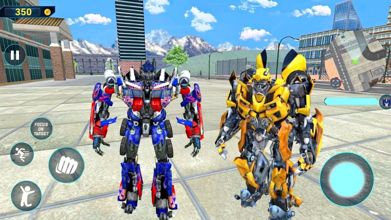 Jet Bike Car Transformation Robot Game 2020 Optimus Prime & Bumblebee in New City - Android Gameplay