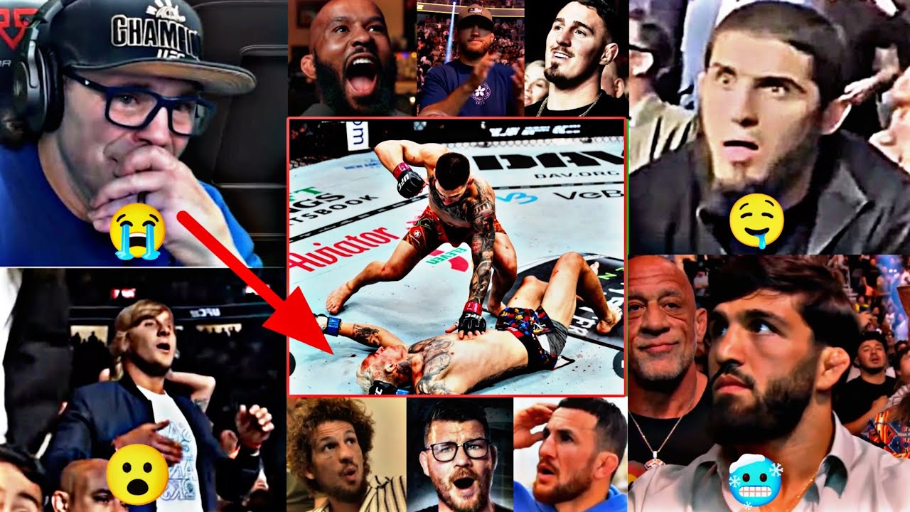 UFC fighters REACTIONS to Ilia Topuria KNOCKED OUT Charles Oliveira 🥶