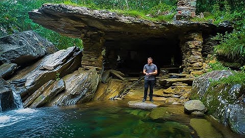Completed the Ultimate Cliffside Bushcraft Shelter | Warm Bed System & Wild Survival Build