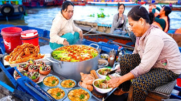 Độc lạ Chợ Nổi Lềnh Bềnh sông nước toàn món ngon bún riêu tôm hùm cháy, muốn ăn phải chèo bằng xuồng