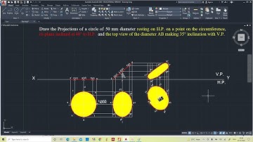 Circular plane Inclined to both the Planes - #AutoCAD #Orthographic #Projections #Drawing