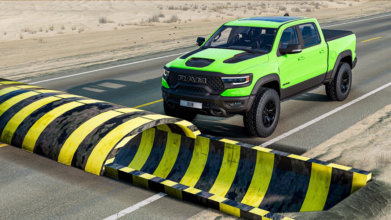 Cars vs half Up half Down Speedbump BeamNG Drive Challenge Ends in Total Destruction!